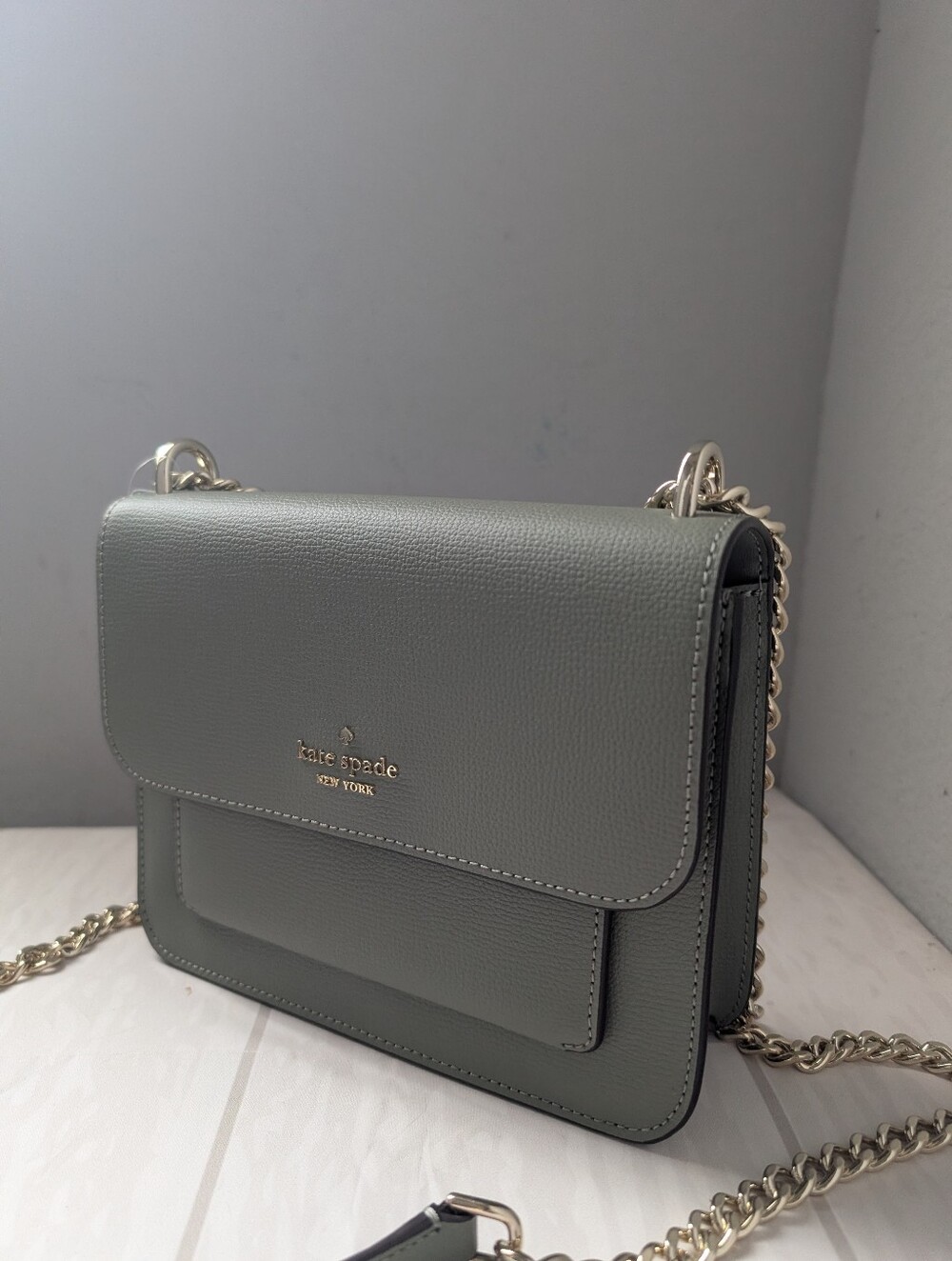 NWT Kate Spade K8518 Remi Refined Leather Flap Chain Crossbody In Dusky Pine - Picture 2 of 5